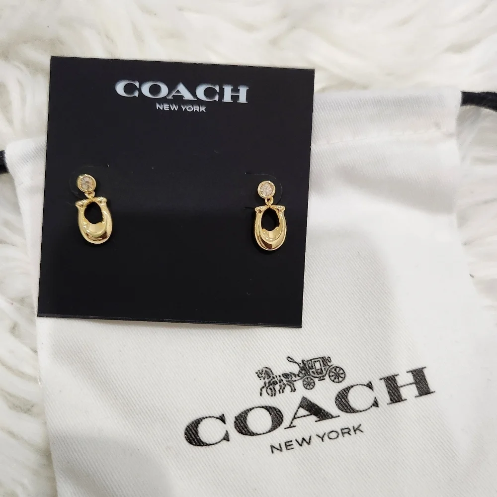 💛🔹️COACH🔹️ crystal & signature C logo earrings - Picture 3 of 6